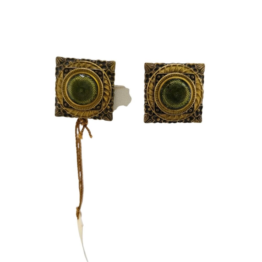 Vintage Patrice Square Clip-On Earrings With Original Tag (A7863)